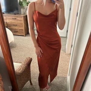 Satin slip midi dress